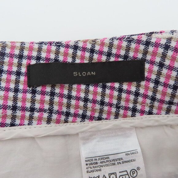 Banana Republic Women 4 Sloan Pink Brown Black Check Cropped Pants Zip Pockets - Picture 10 of 13